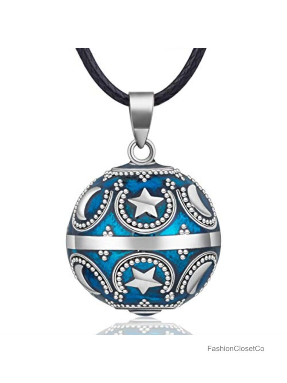 Copper Angel Caller Pendant Necklace with Moon Star Chime Ball, Prenatal Gift